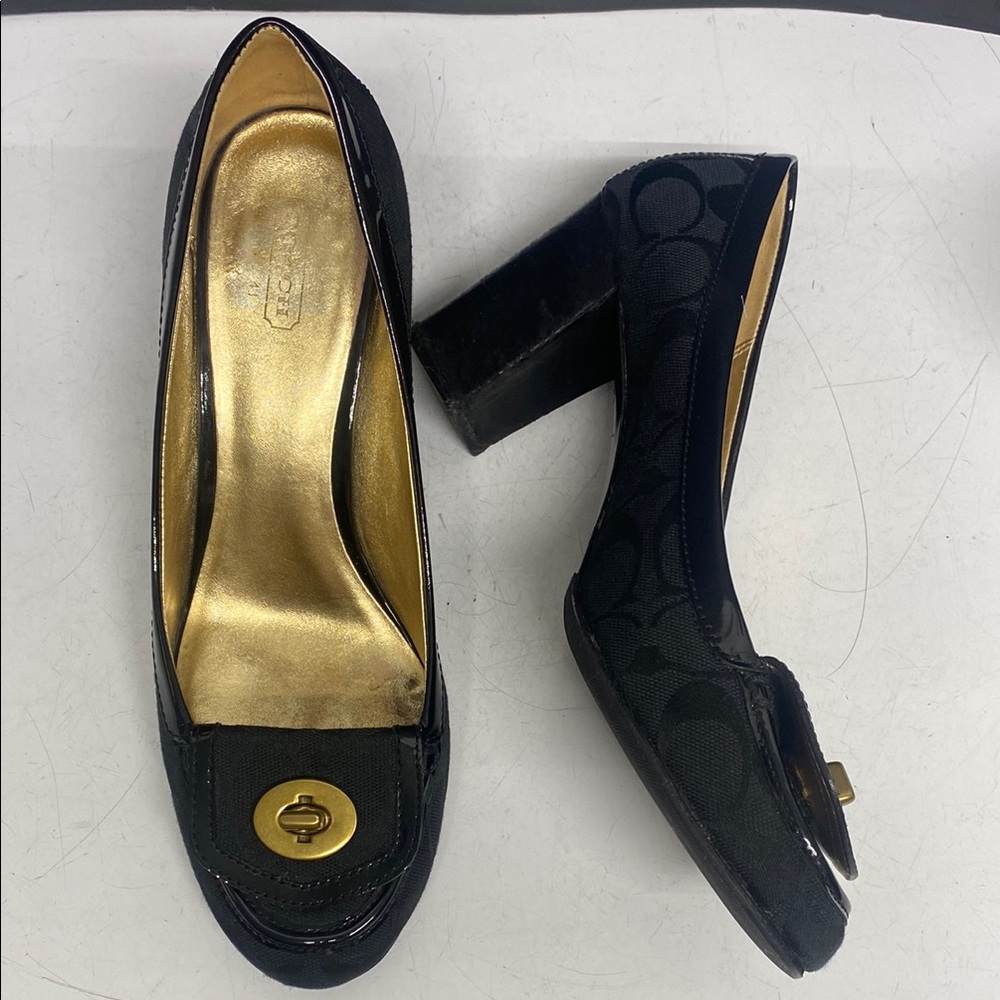 Coach Black Fabric Heeled Shoes size 9B